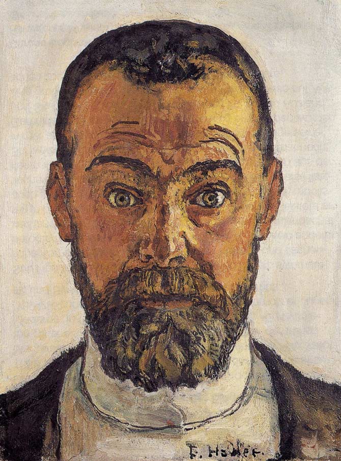 Selbstbildnis mit aufgerissenen Augen - Ferdinand Hodler
